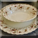 K41. Heritage Myott platter (13.5”) and matching open vegetable. 10” x 8” - $$28/set